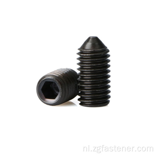 Zwarte oxide socket set schroeven met kegelpunt